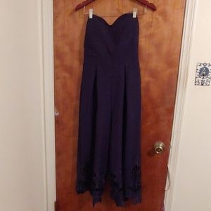 Strapless navy blue jumpsuit